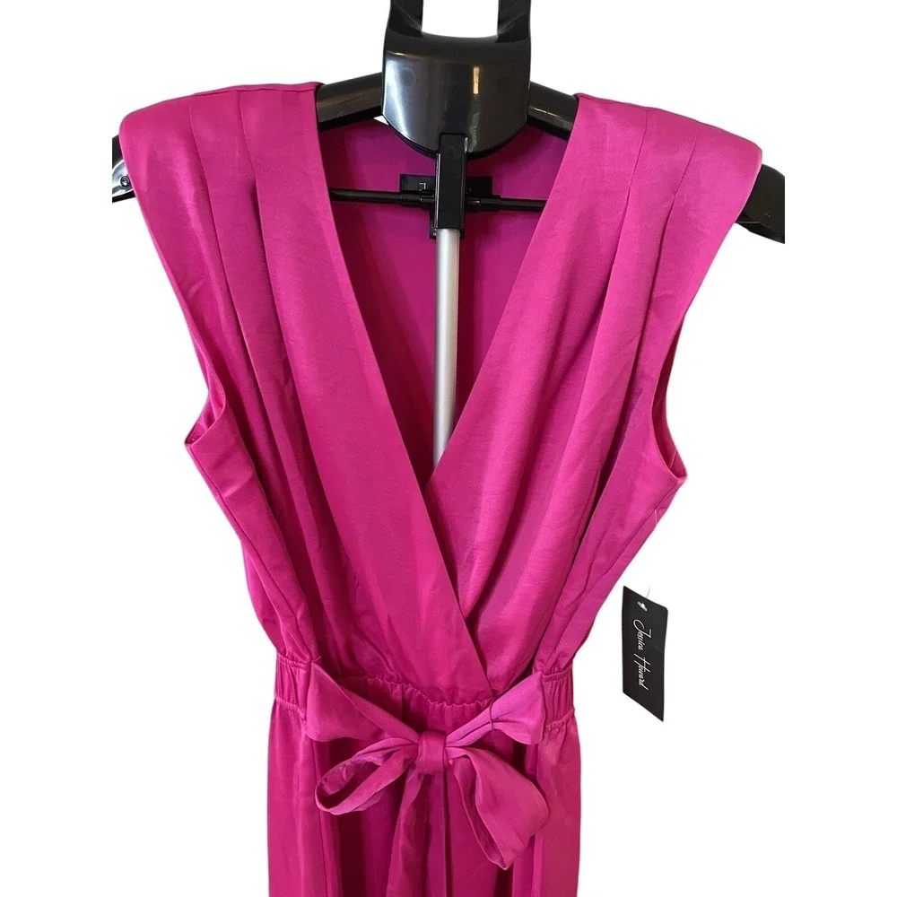 Jessica Howard‎ Pink Sleeveless Padded Shoulder Belted Sheath Dress Size 8 NWT